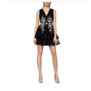 BCBGMaxAzria Tulle Applique Dress 0 Blk